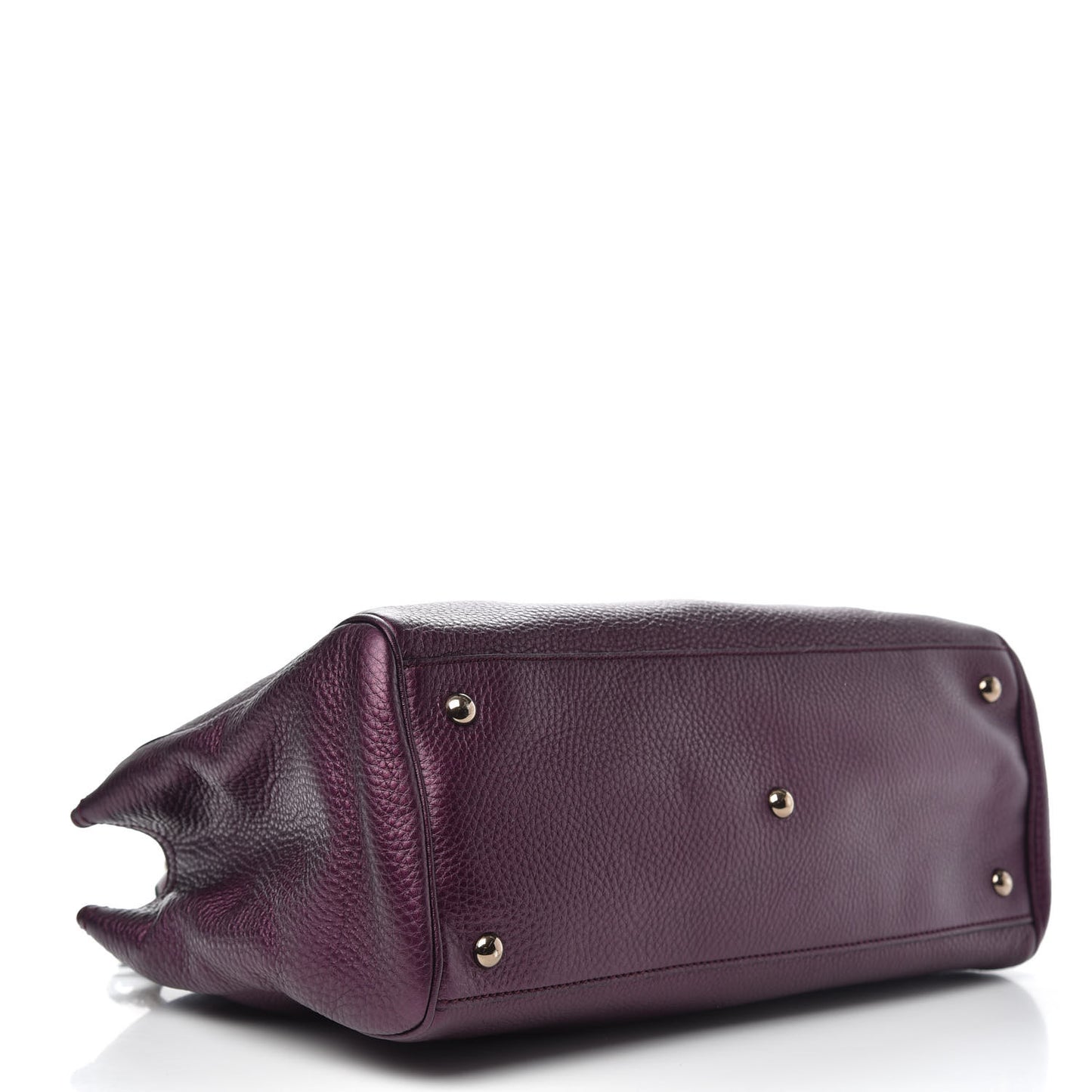 Pebbled Calfskin Medium Bamboo Shopper Tote Purple