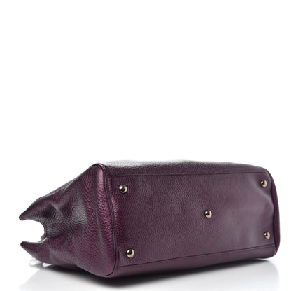 Gucci Pebbled Calfskin Medium Bamboo Shopper Tote Purple 4 of 11