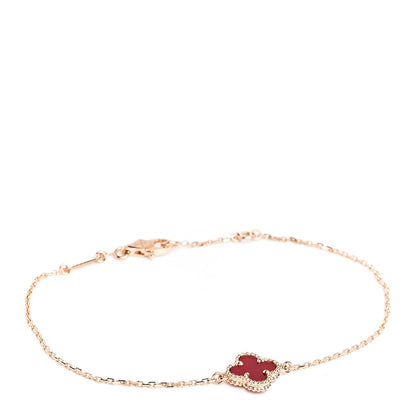 Van Cleef & Arpels 18K Rose Gold Carnelian Sweet Alhambra Bracelet 1 of 7