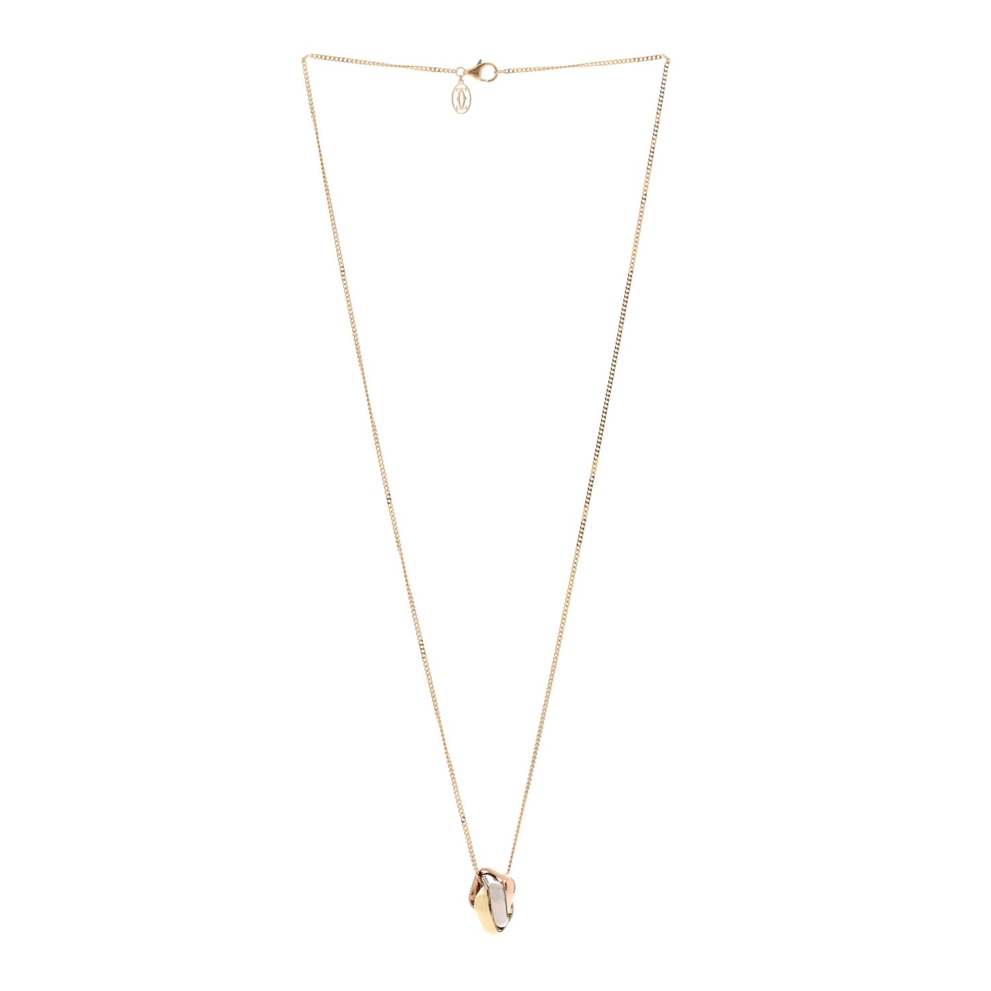 18K Pink Yellow White Gold Trinity Square Pendant Necklace
