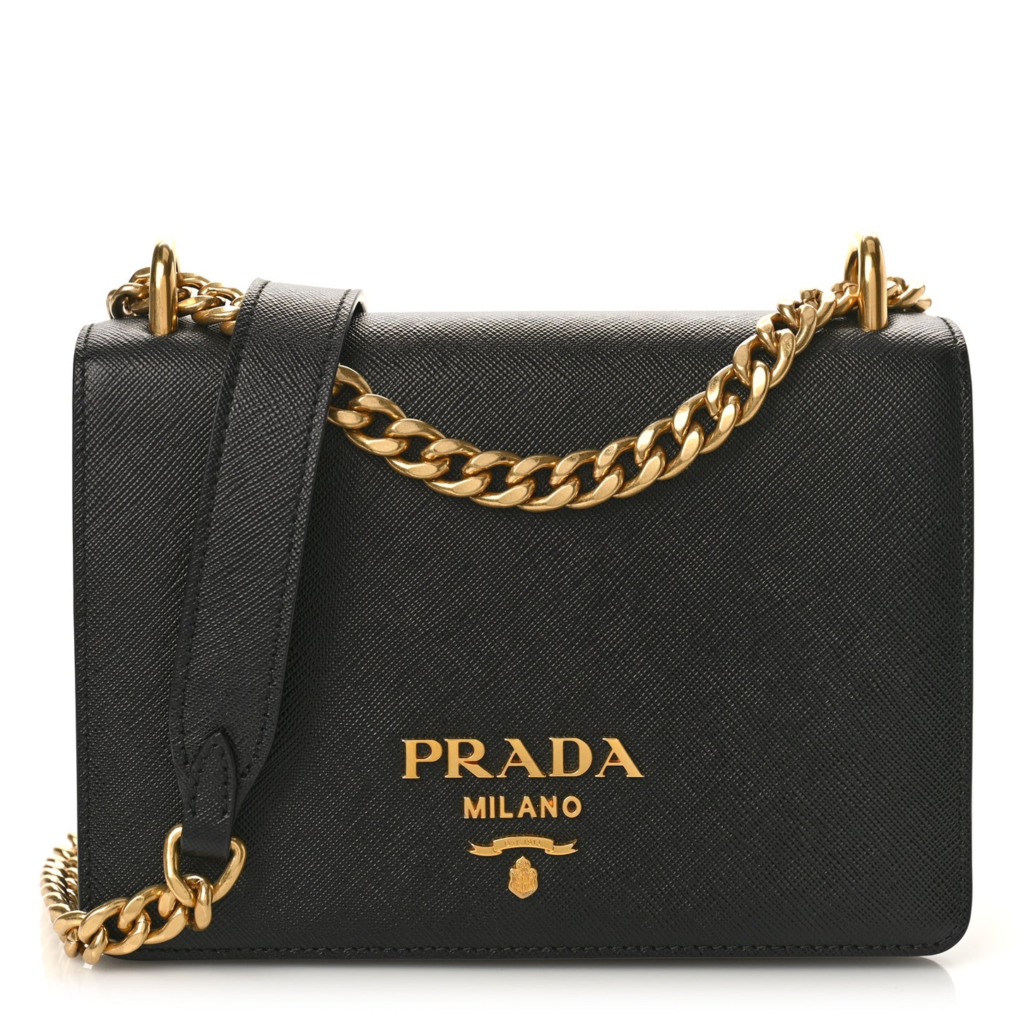 Saffiano Chain Shoulder Bag Black