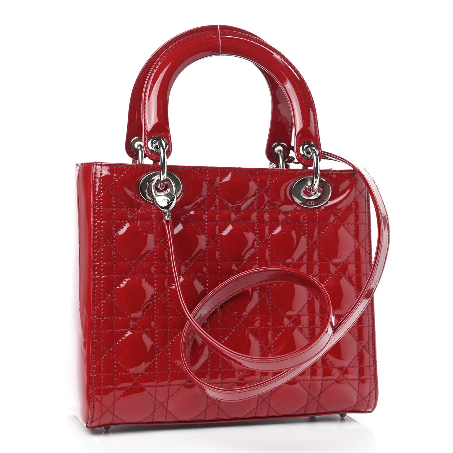 Patent Cannage Medium Lady Dior Red