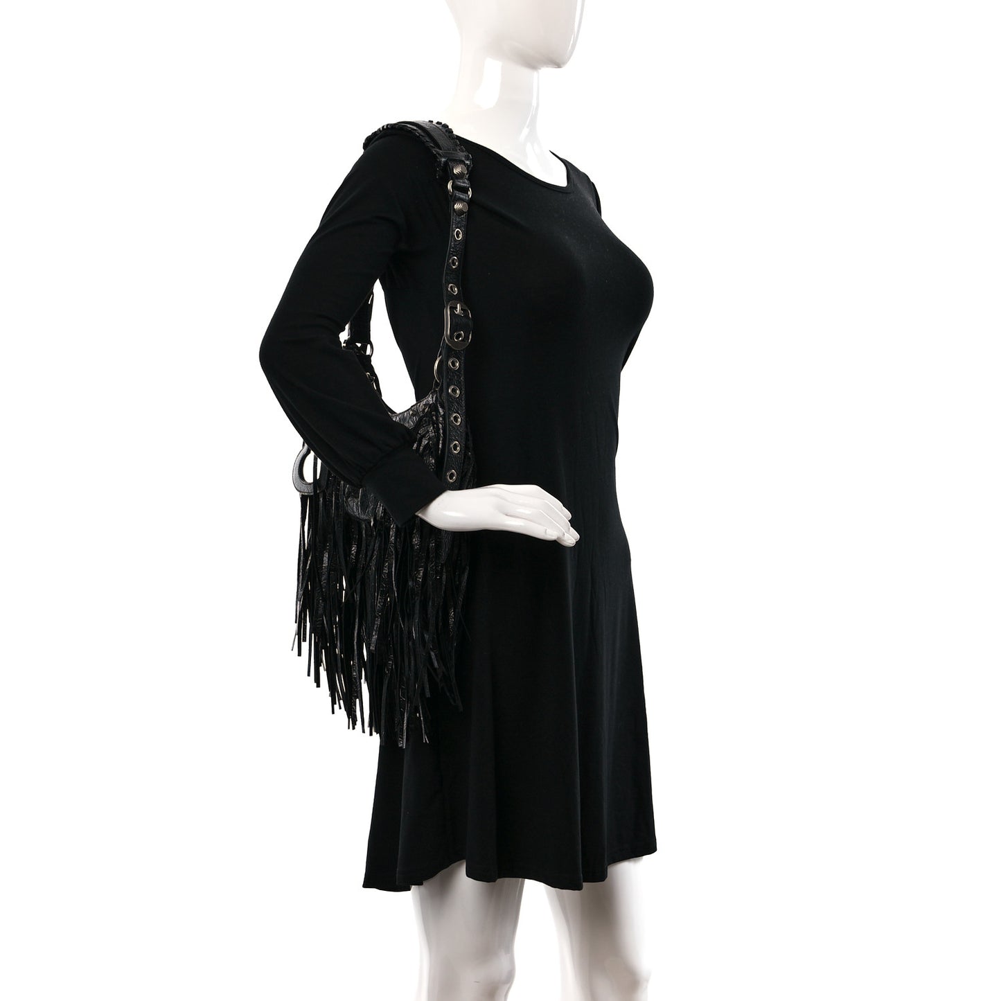 Agneau Arena Le Cagole Fringe Shoulder Bag XS Black