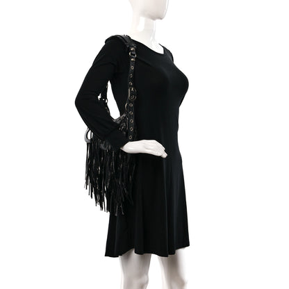 Balenciaga Agneau Arena Le Cagole Fringe Shoulder Bag XS Black 4 of 10