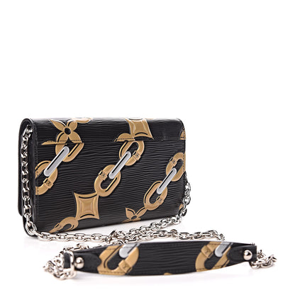 Louis Vuitton Epi Chain Flower Print Twist Chain Wallet Black 3 of 10