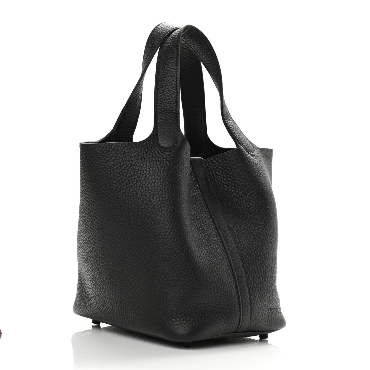Taurillon Clemence Monochrome Picotin Lock 18 PM Black