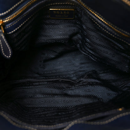 Prada Tessuto Nylon Nappa Braided Gaufre Shoulder Bag Bluette 5 of 10