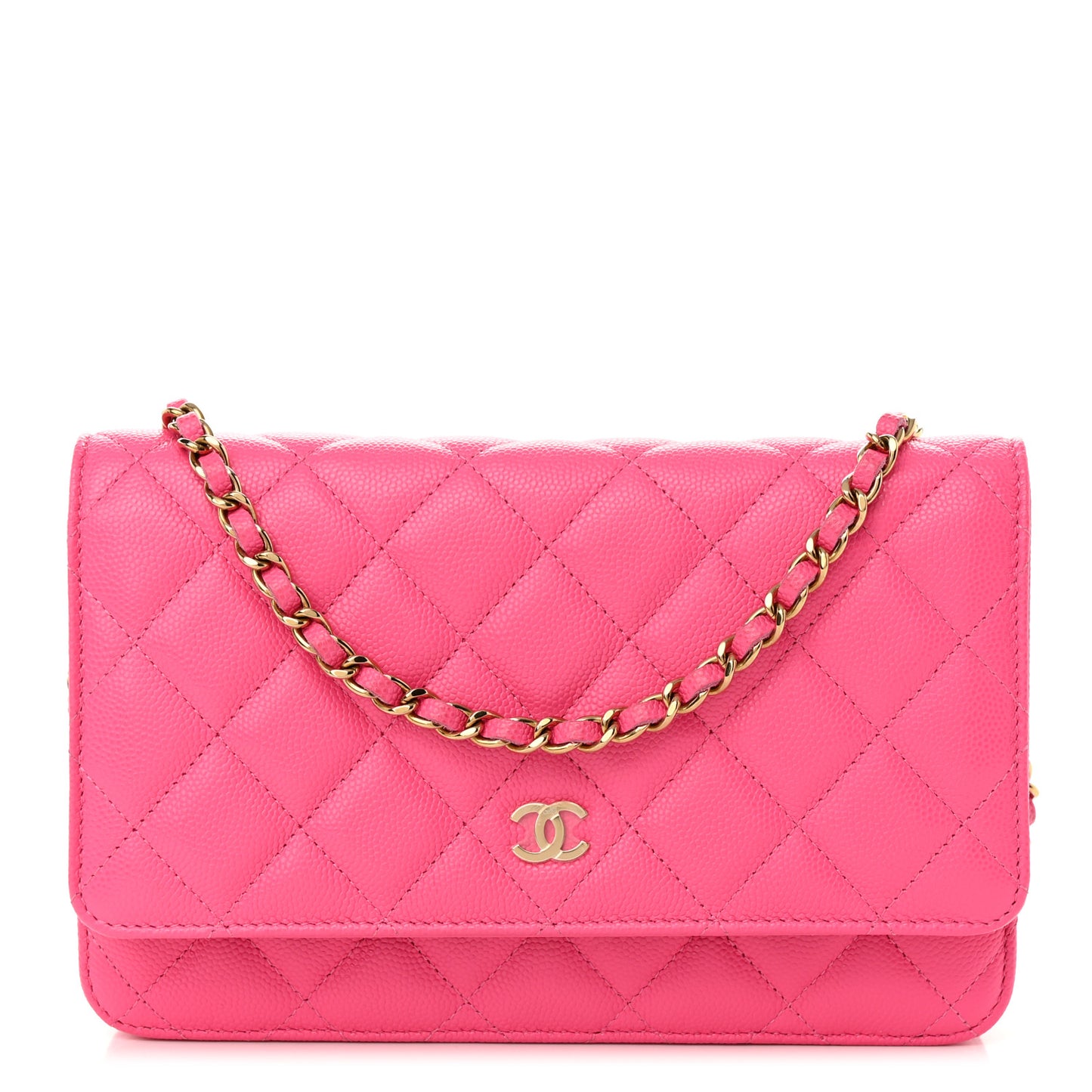 Caviar Quilted Wallet On Chain WOC Rose