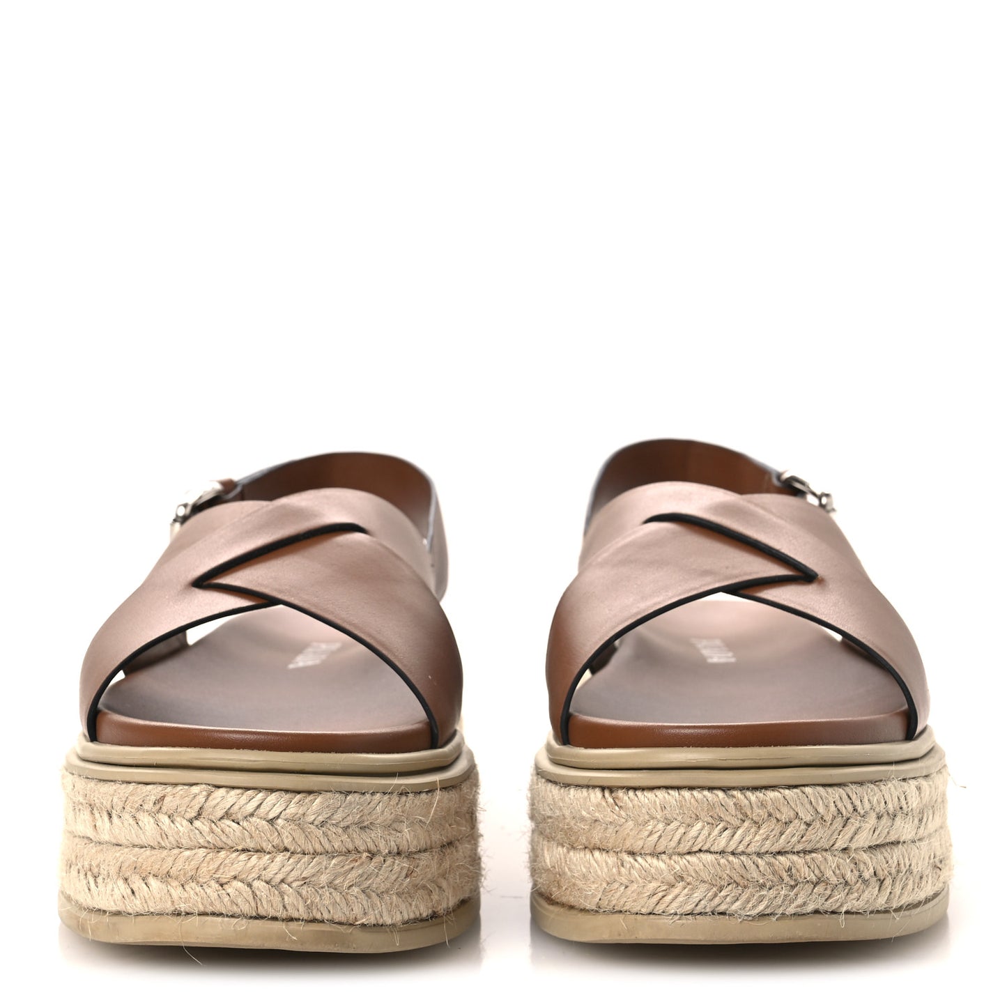 Vitello Soft Espadrilles Platform Sandals 39.5 Cognac