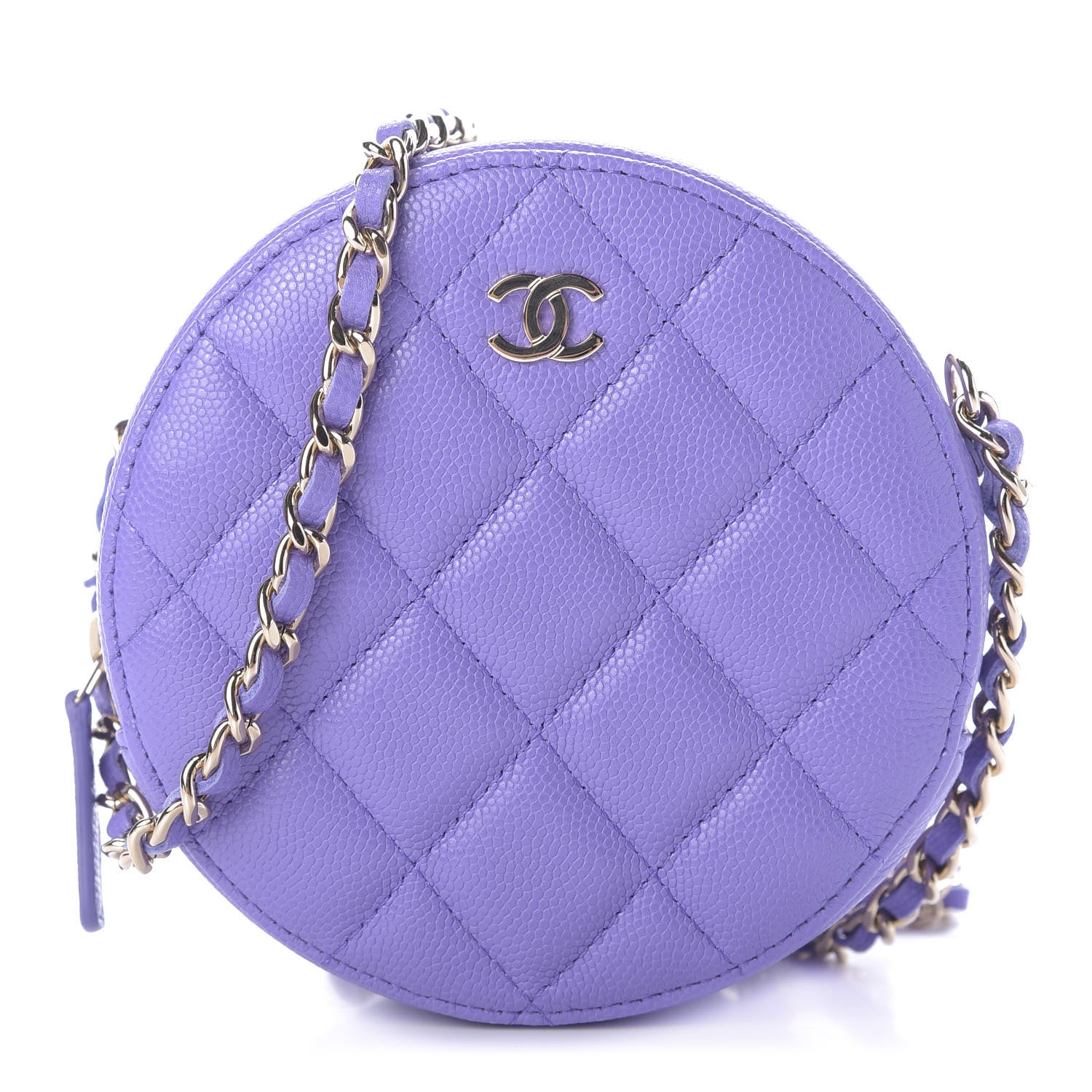 Chanel Caviar Quilted Round Clutch With Chain Purple 1 of 10