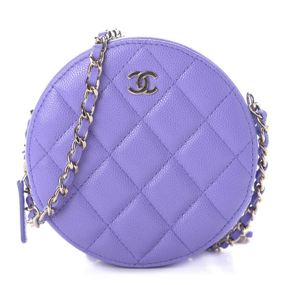 Chanel Caviar Quilted Round Clutch With Chain Purple 1 of 10