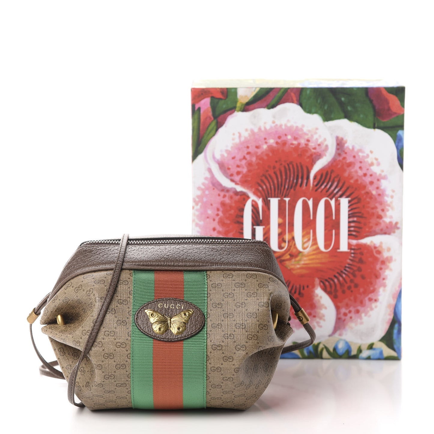 Mini Vintage GG Supreme Monogram Web Butterfly New Candy Crossbody Beige New Acero