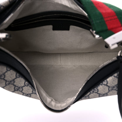 Gucci GG Supreme Monogram Textured Calfskin Web Large Attache Shoulder Bag Beige Blue 6 of 11