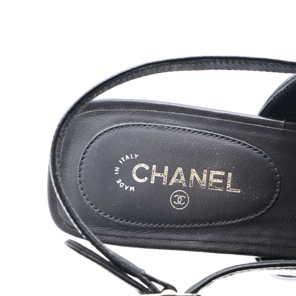Lambskin Camellia Thong Sandals 36.5 Black White