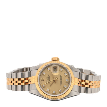 Rolex Stainless Steel 18K Yellow Gold Diamond 26mm Oyster Perpetual Datejust Watch Champagne 69173 2 of 5