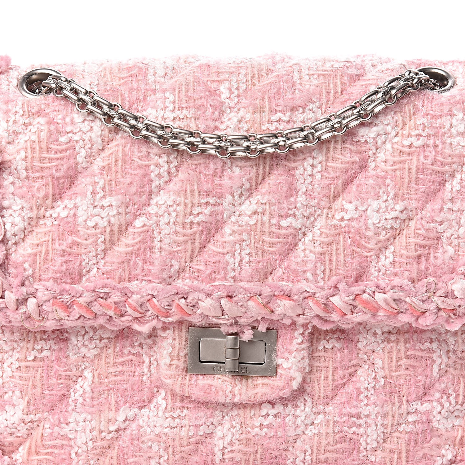 Chanel Tweed Braid Mini Reissue Square Flap Pink 5 of 17