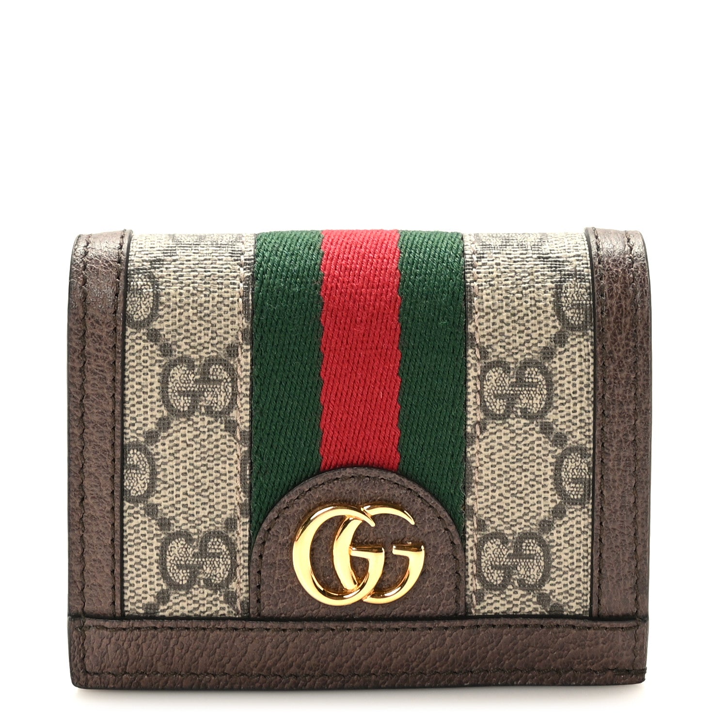Gucci GG Supreme Monogram Web Ophidia Card Case Beige New Acero 1 of 8