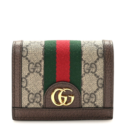 Gucci GG Supreme Monogram Web Ophidia Card Case Beige New Acero 1 of 8