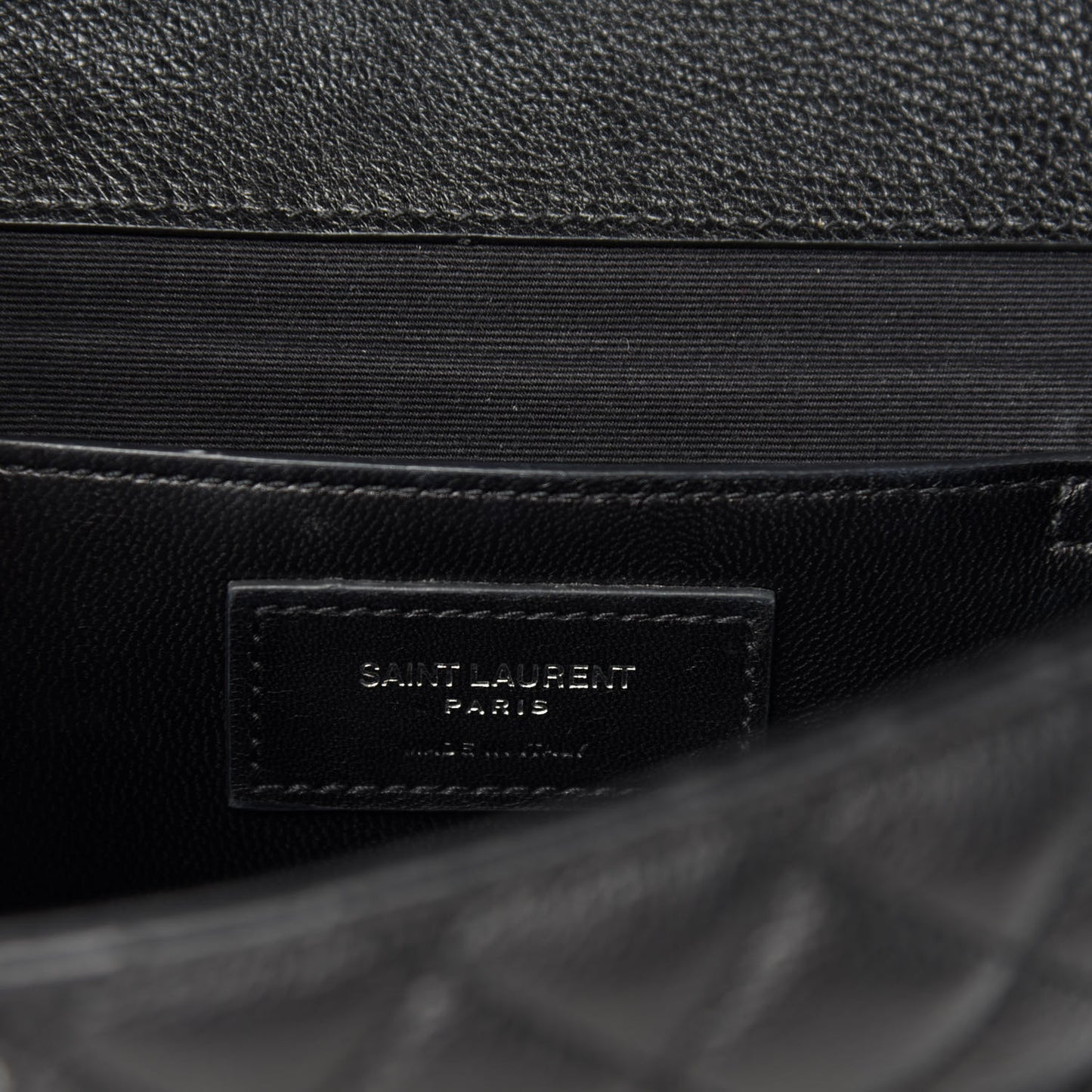 Grained Calfskin Tri-Quilt Monogram Medium College Bag Black