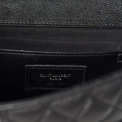 Saint Laurent Grained Calfskin Tri-Quilt Monogram Medium College Bag Black 8 of 11
