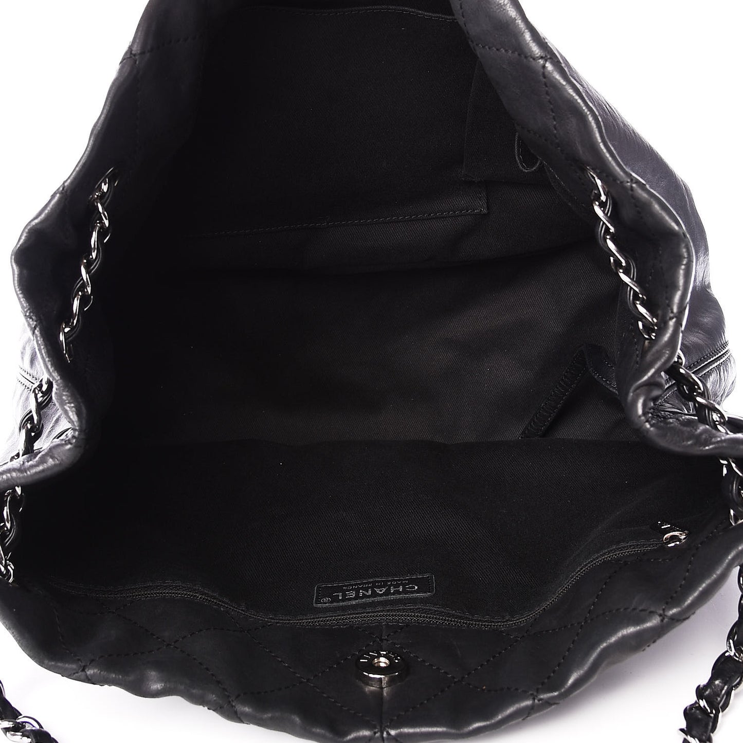 Lambskin Stitched Shopper Tote Black