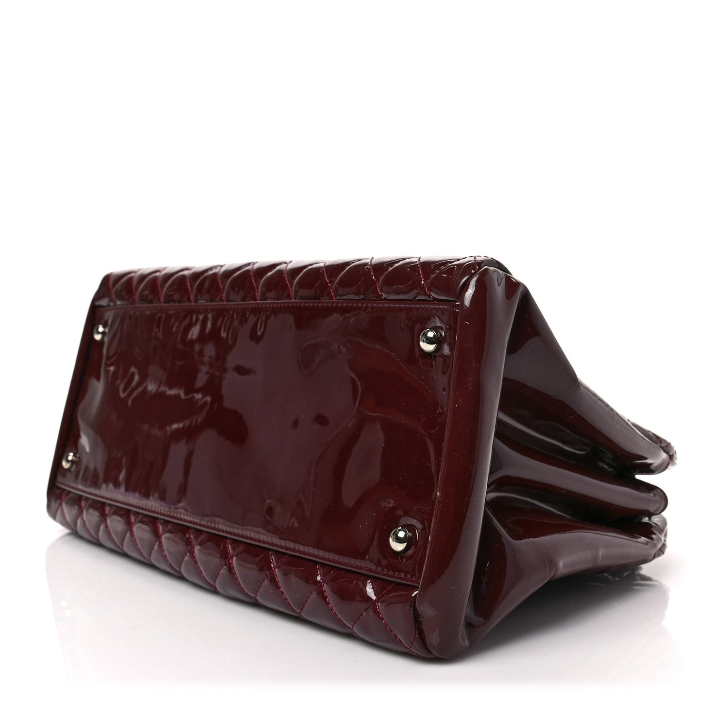 Patent Quilted Maxi Just Mademoiselle Bowling Bag Burgundy