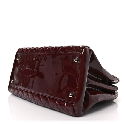 Chanel Patent Quilted Maxi Just Mademoiselle Bowling Bag Burgundy 8 of 8