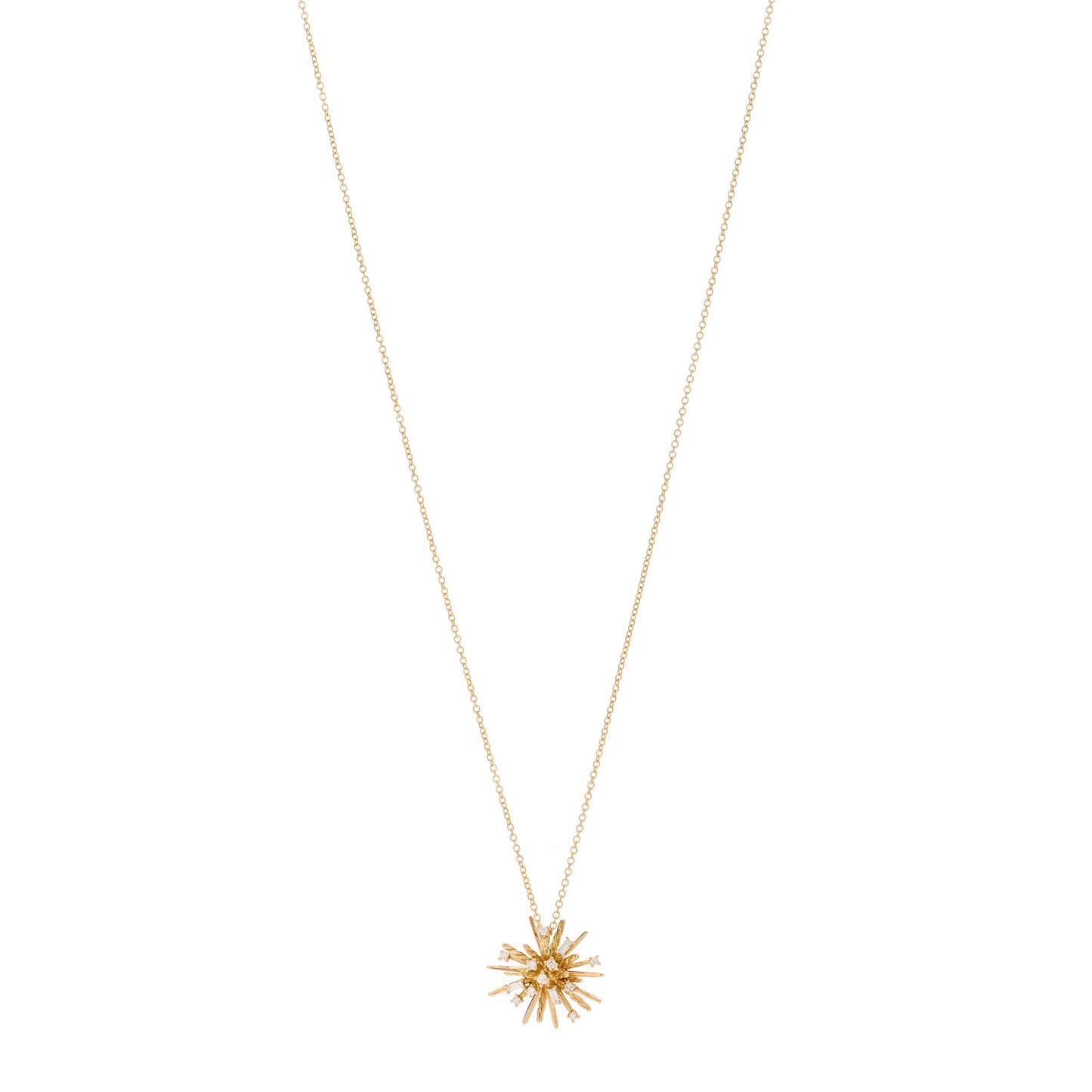 18K Yellow Gold Diamond Small Supernova Pendant Necklace
