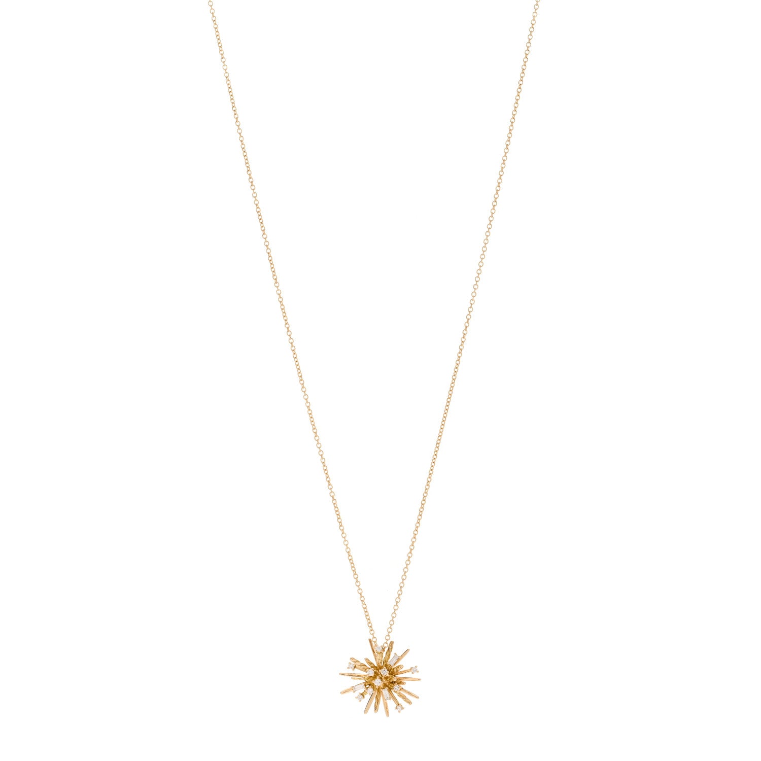 David Yurman 18K Yellow Gold Diamond Small Supernova Pendant Necklace 1 of 3