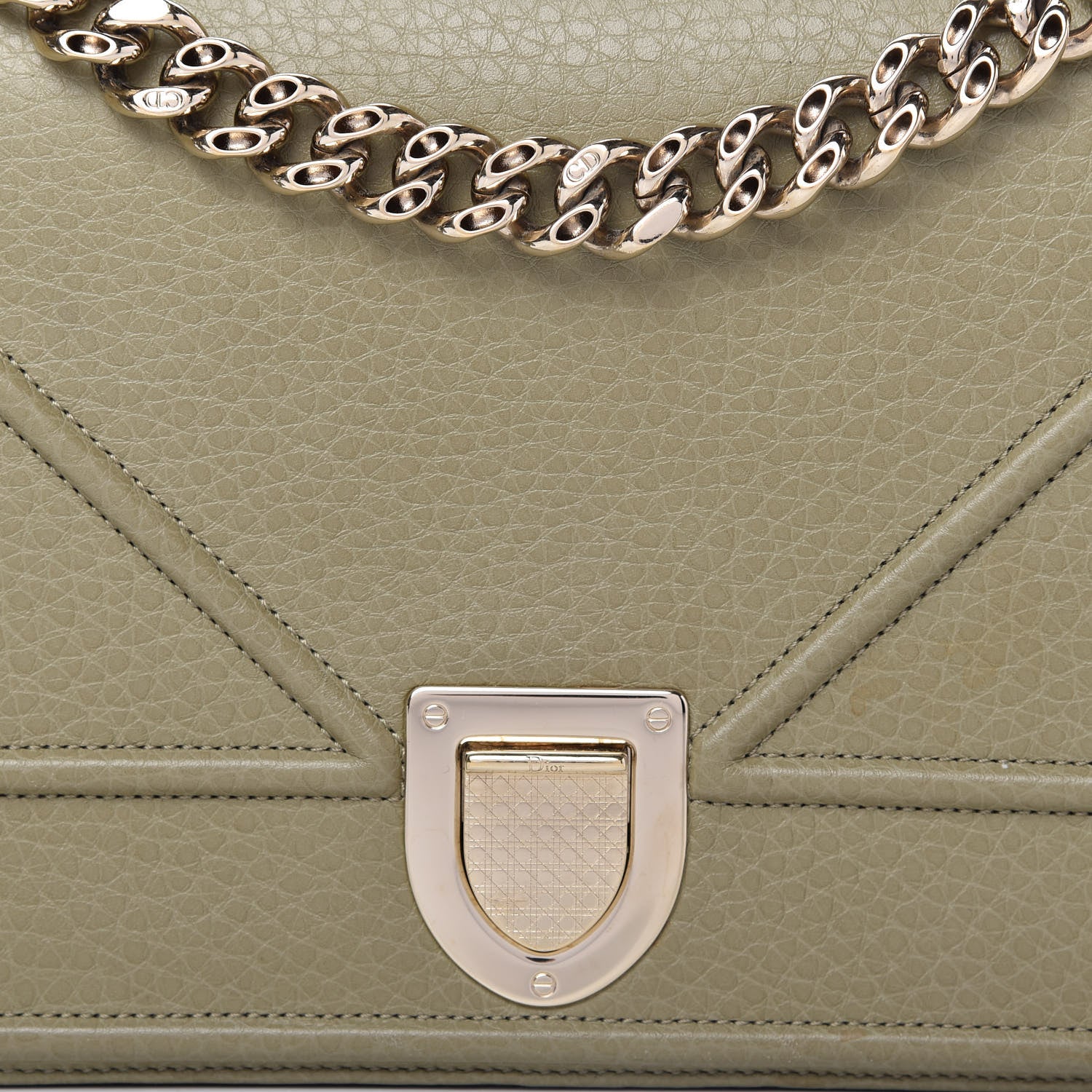 Christian Dior Grained Calfskin Medium Diorama Flap Bag Grey Green 10 of 10