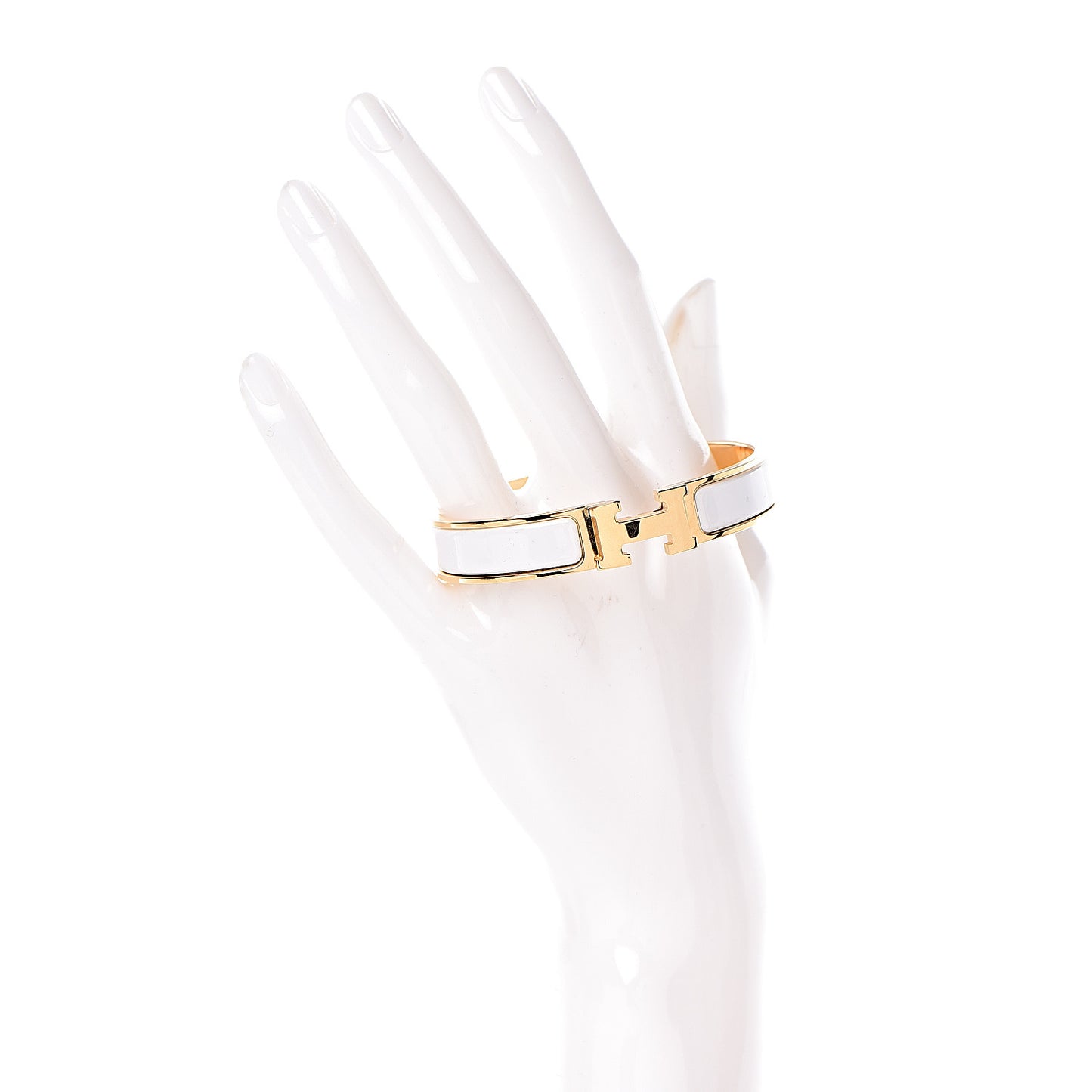 Enamel Narrow Clic Clac H Bracelet GM White