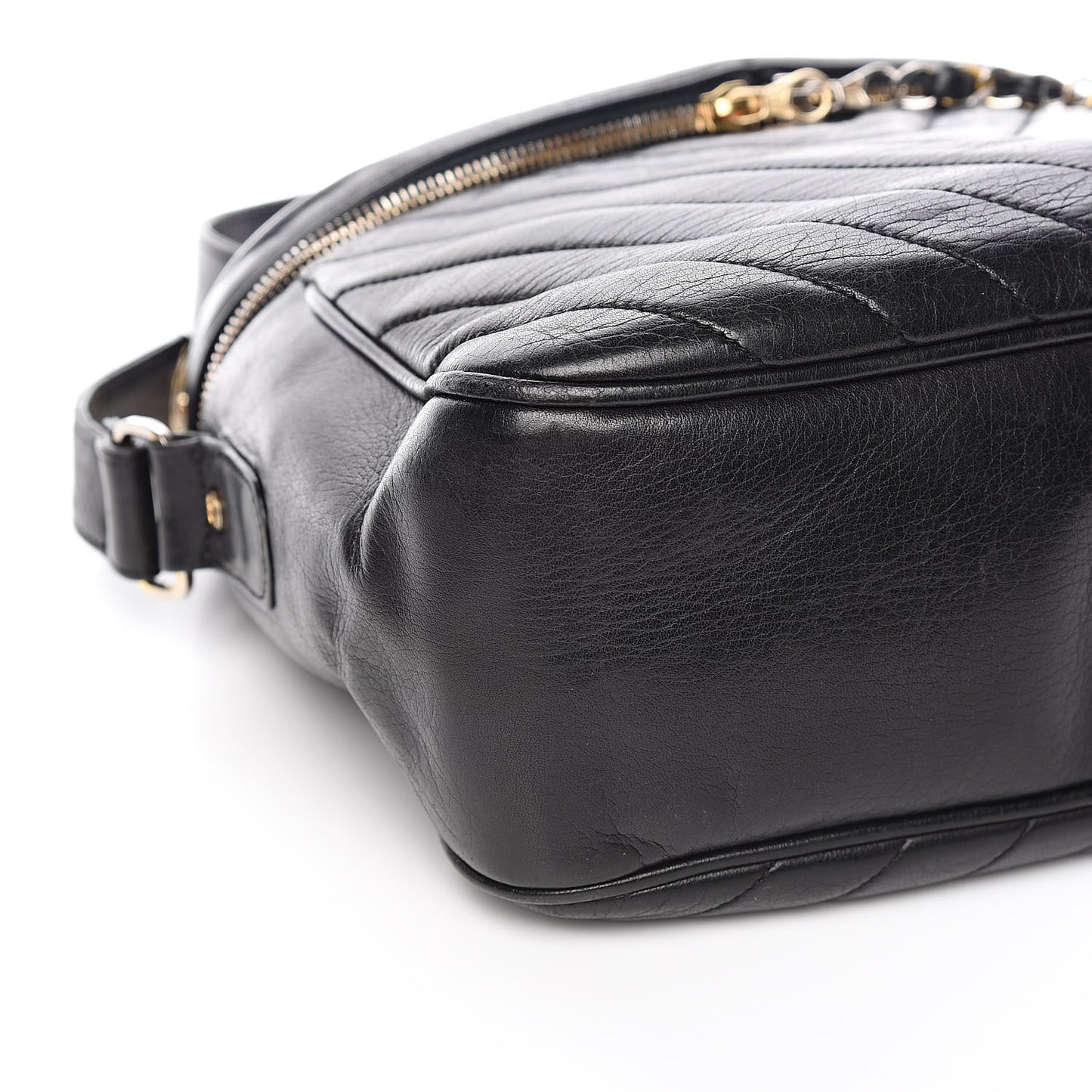Lambskin Chevron Quilted Shoulder Bag Black