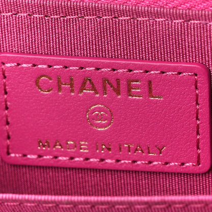 Chanel Lambskin Camellia Embossed Zip Coin Purse Fuchsia 6 of 10