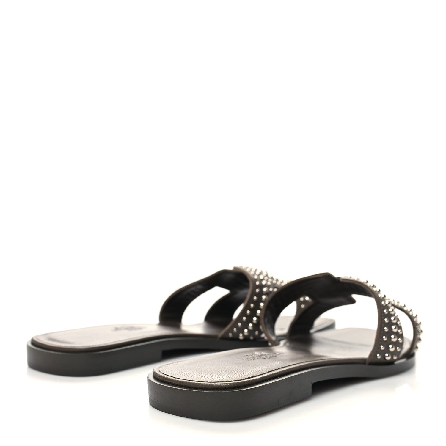 Hermes Calfskin Studded Oran Sandals 36.5 Gris Galet 4 of 10