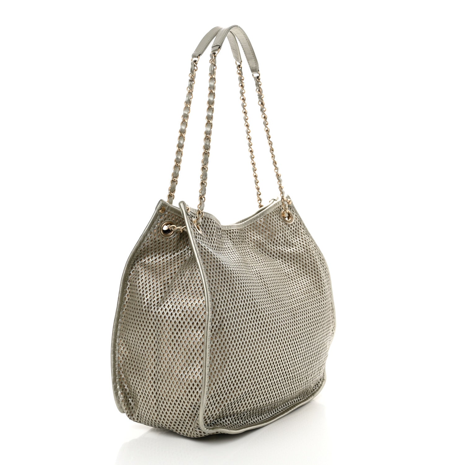 Chanel Metallic Calfskin Perforated Tote Light Gold 3 of 11