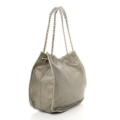 Chanel Metallic Calfskin Perforated Tote Light Gold 3 of 11