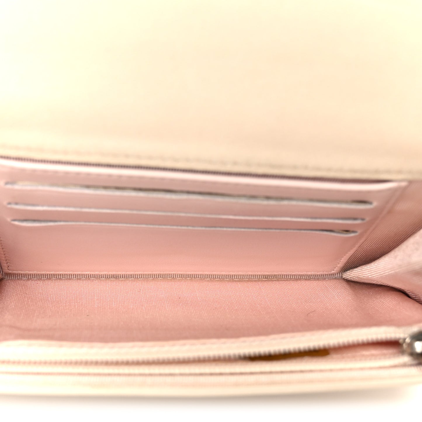 Lambskin Quilted Small Flap Wallet Light Beige