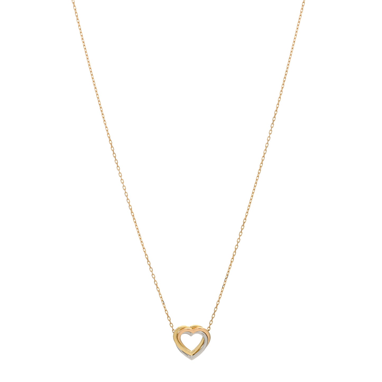 18K Pink Yellow White Gold Trinity Heart Necklace