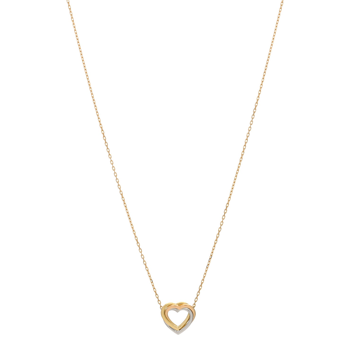 Cartier 18K Pink Yellow White Gold Trinity Heart Necklace 1 of 3