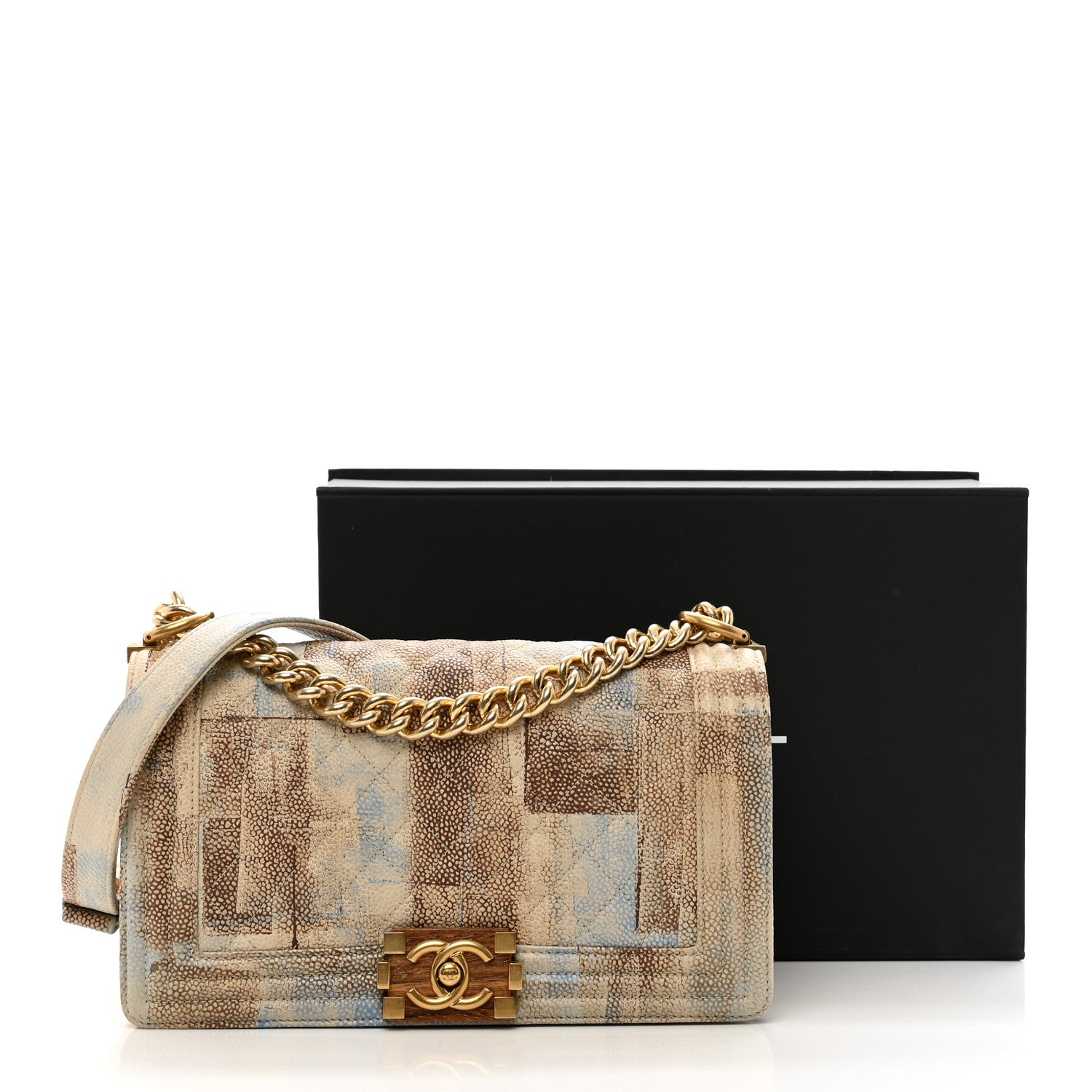 Chanel Painted Caviar Quilted Medium Boy In Cuba Flap Blue 10 of 11