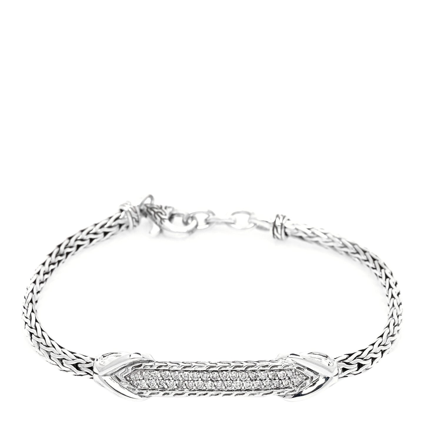 Sterling Silver Diamond Asli Classic Chain Link ID Bracelet
