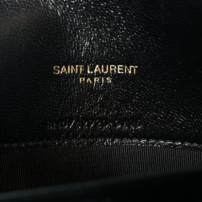 Saint Laurent Calfskin Matelasse Chevron Monogram Envelope Chain Wallet Black 6 of 9