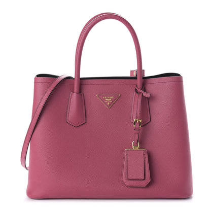 Prada Saffiano Cuir Medium Double Bag Peonia 1 of 10