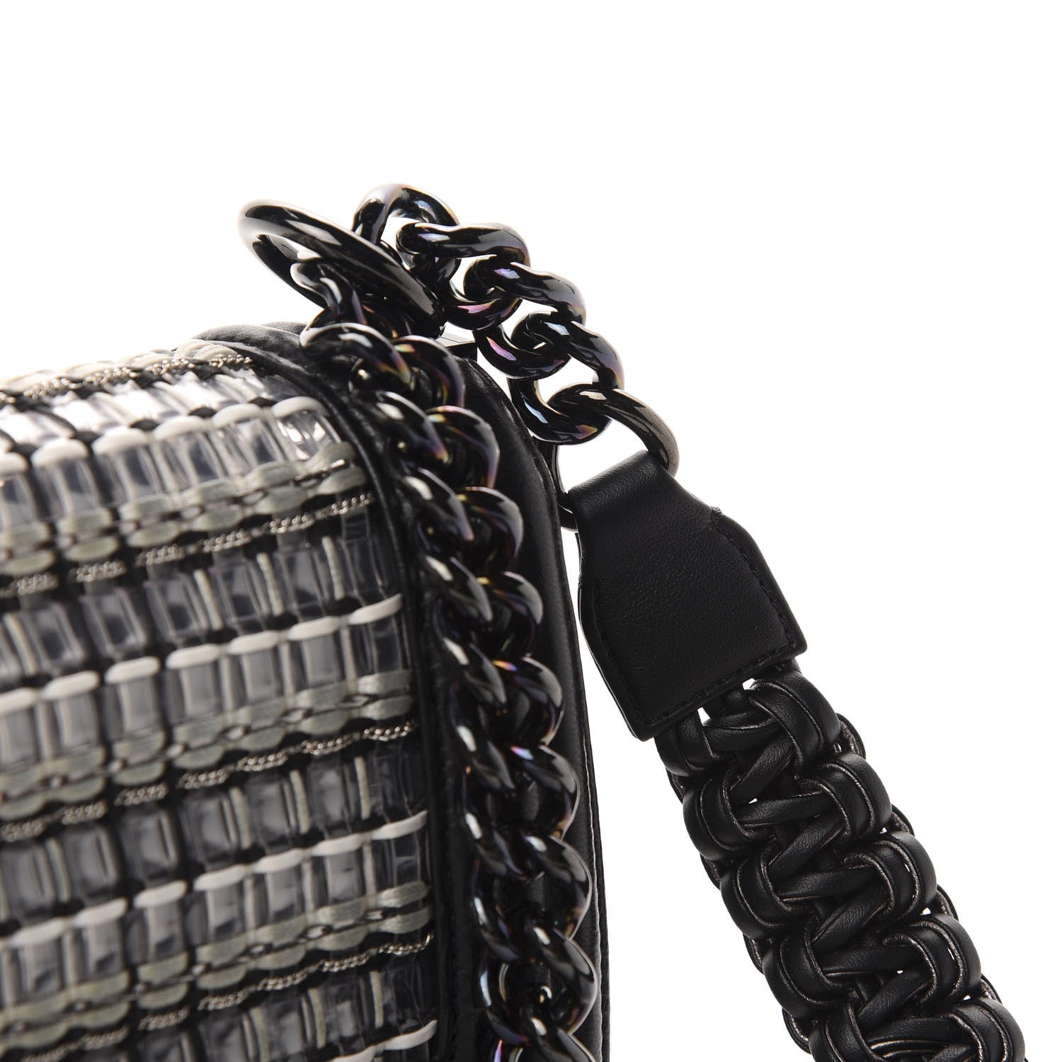 Chanel Lambskin PVC Thread Woven Small Boy Flap Black 12 of 14