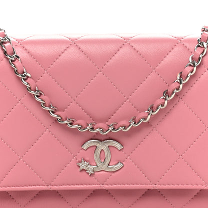 Chanel Lambskin Quilted Crystal Star Wallet On Chain WOC Pink 8 of 11
