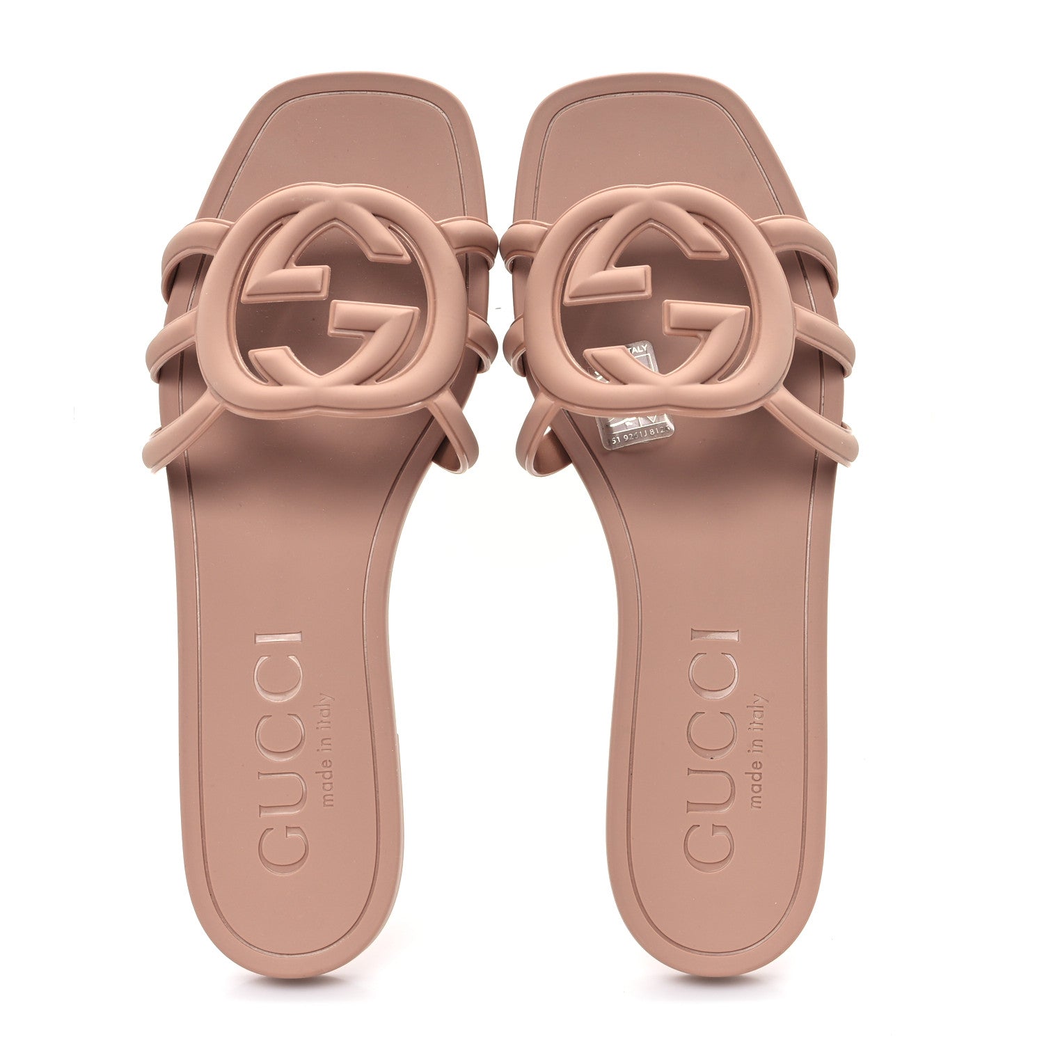 Gucci Rubber Interlocking G Womens Slide Sandals 36 Light Beige 2 of 10