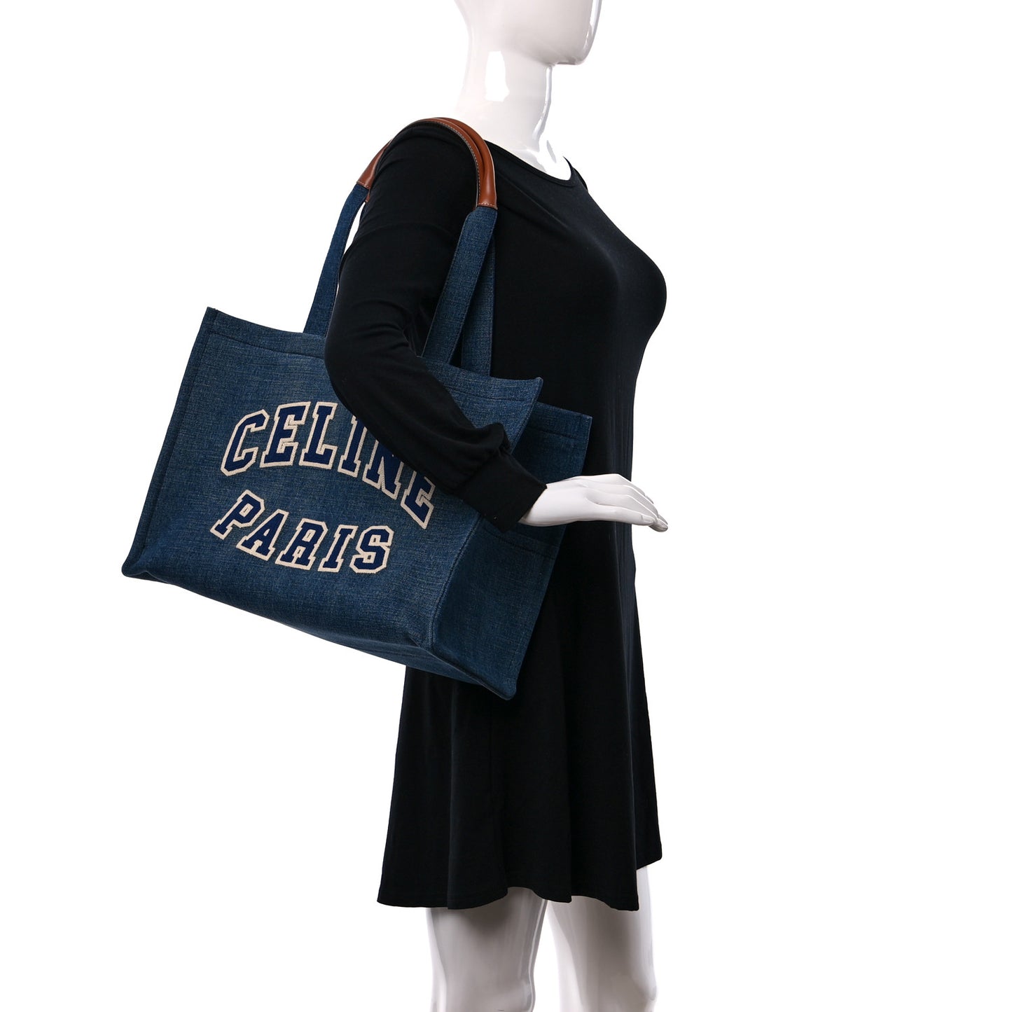 Denim Large Thais Cabas Navy Tan
