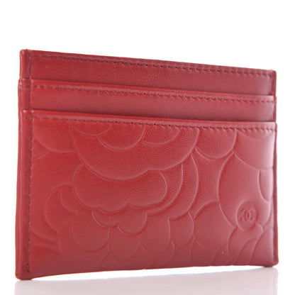 Chanel Lambskin Camellia Embossed Card Holder Red 3 of 9
