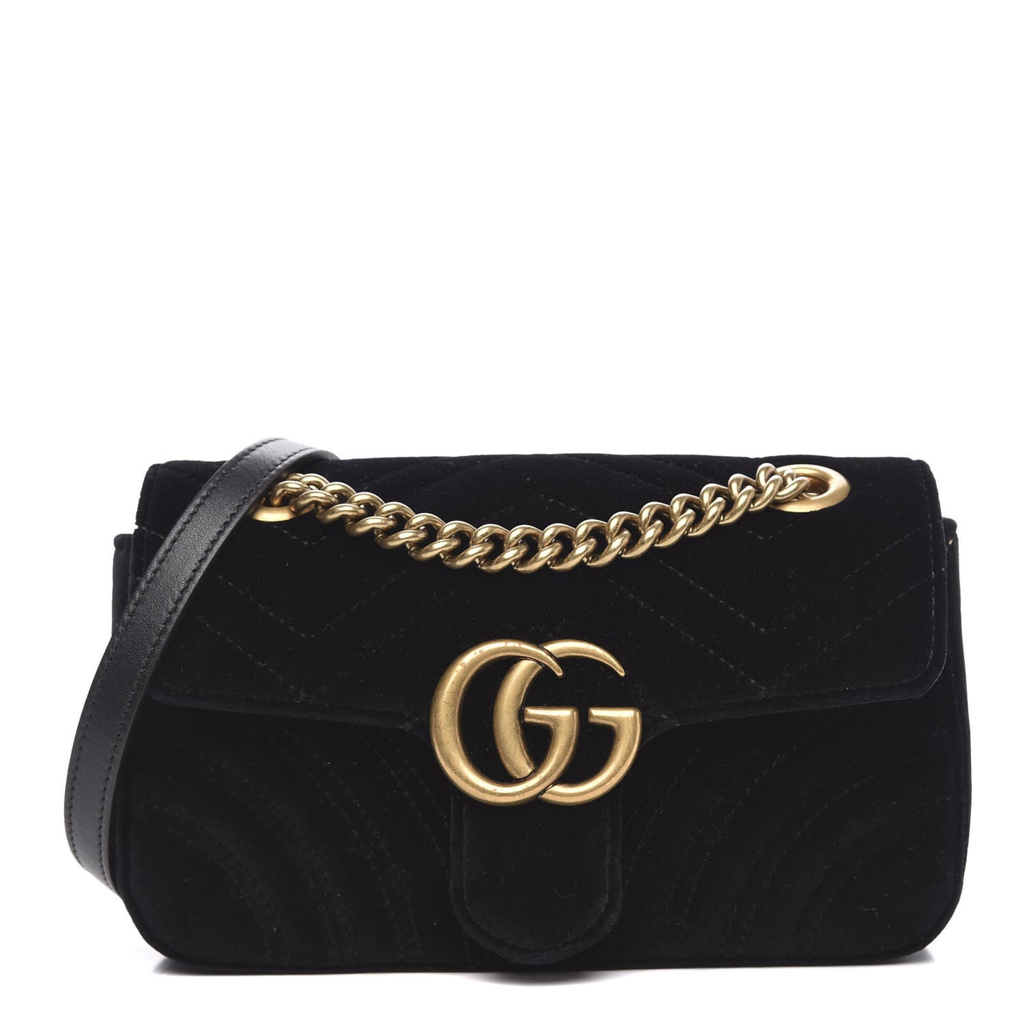 Velvet Matelasse Mini GG Marmont Shoulder Bag Black