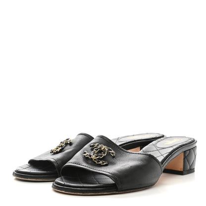Chanel Lambskin CC Chain Mules 40.5 Black 3 of 9